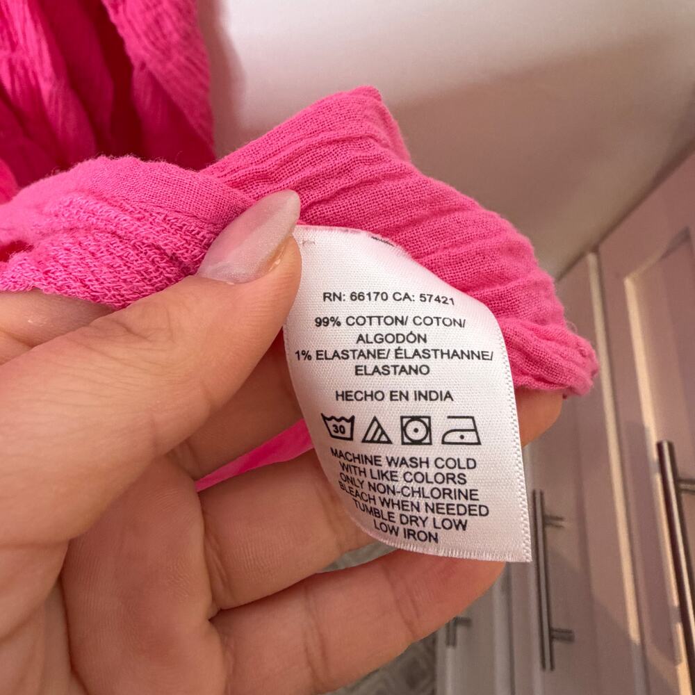 Anthropologie Hot Pink Open-Front Textured Kimono Wrap - Picture 8 of 8